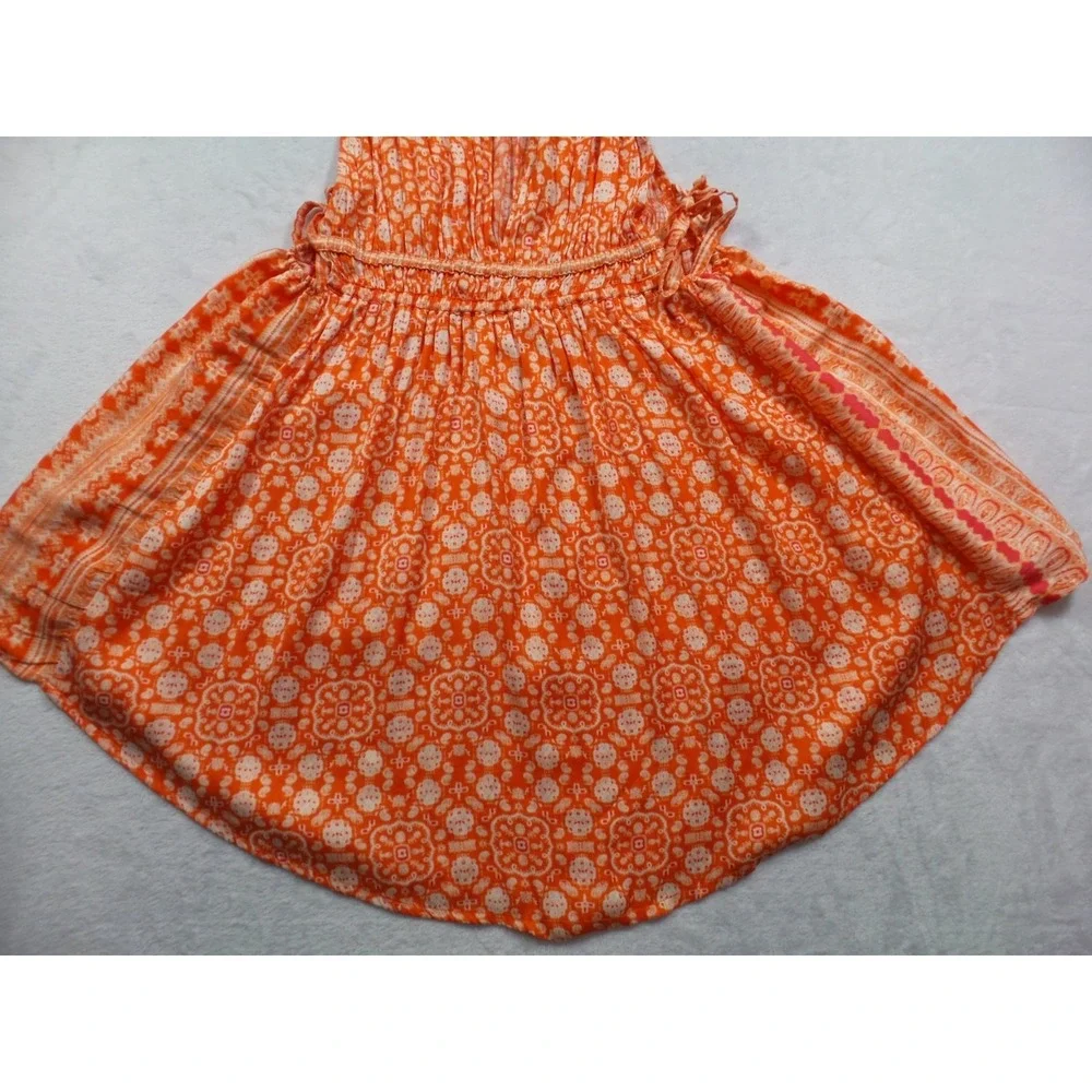 Free People Top Womens Size Small Orange Mid Summers Day‎ Printed Halter Tunic